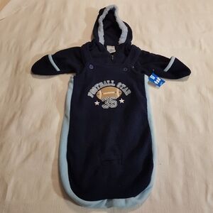 Okie Dokie boys 6 months 2 piece bunting fleece 2 piece football design NEW